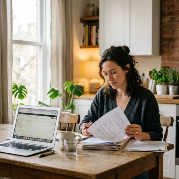 person reviewing a DUI background check report at home
