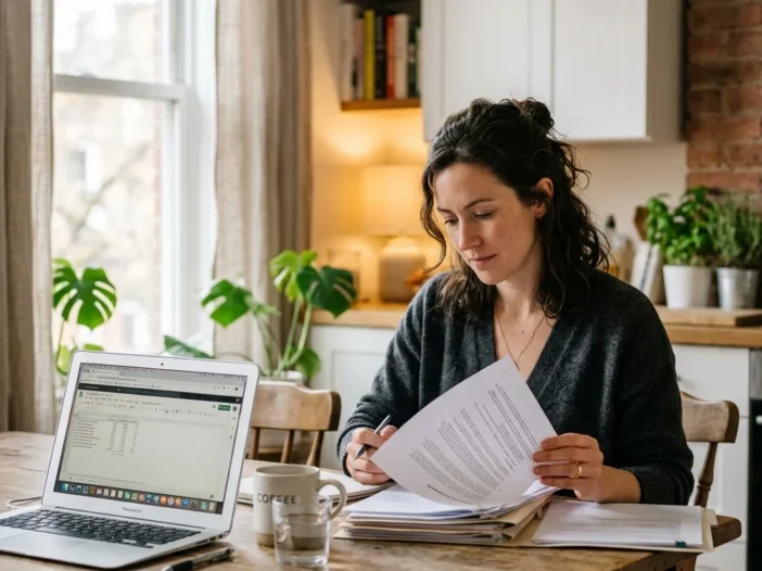 person reviewing a DUI background check report at home