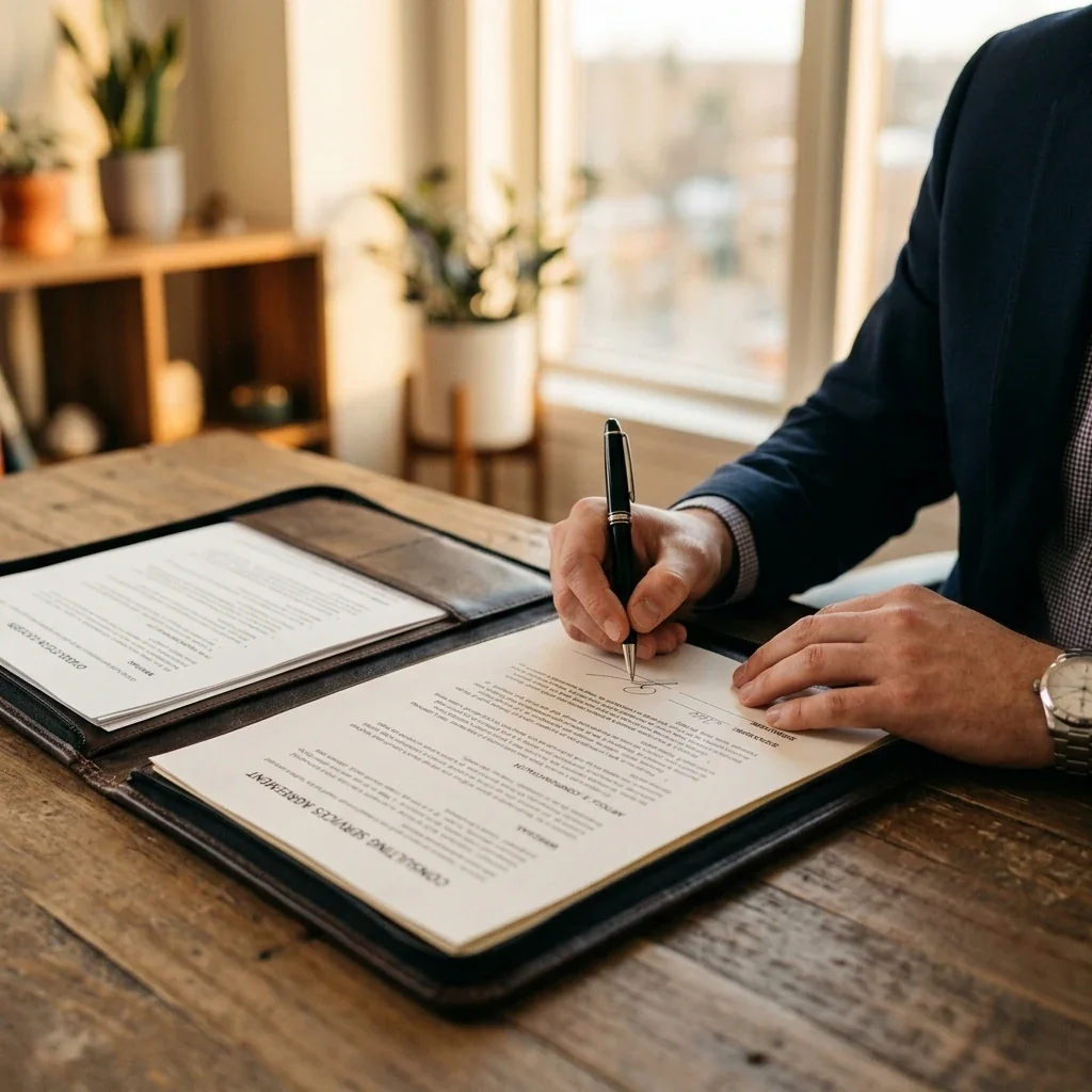 Signing a DUI plea agreement document