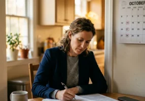 DUI probation paperwork and check-in calendar on a kitchen table