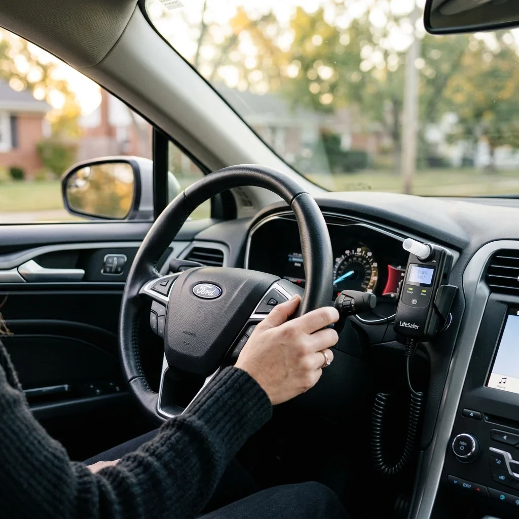 Ignition interlock device mounted in a car interior